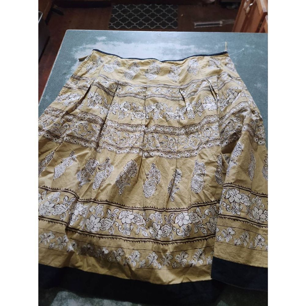 Sundance yellow floral pleated midi skirt sz 16